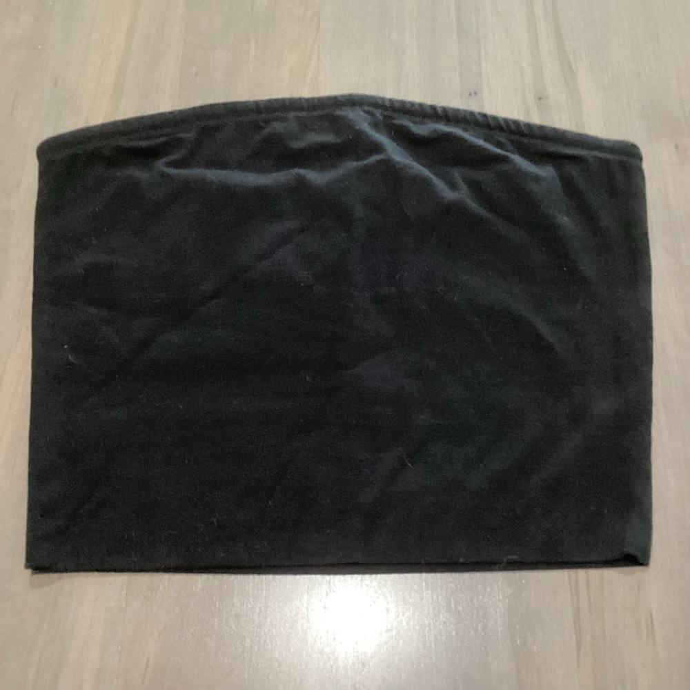 Black Strapless Crop Top - Small